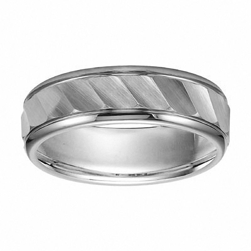 Previously Owned - Triton Men's 7.0mm Comfort Fit Waves Wedding Band in Tungsten Carbide