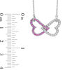 Thumbnail Image 1 of Previously Owned - Lab-Created Pink and White Sapphire Interlocked Heart Necklace in Sterling Silver