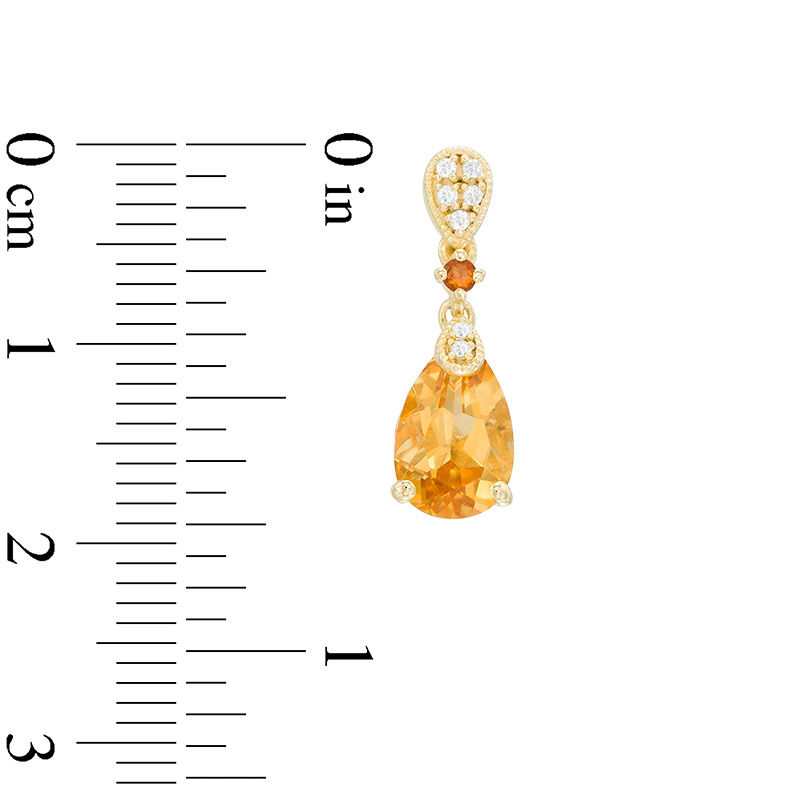 Previously Owned - Pear-Shaped Citrine and Lab-Created White Sapphire Earrings in Sterling Silver with 14K Gold Plate