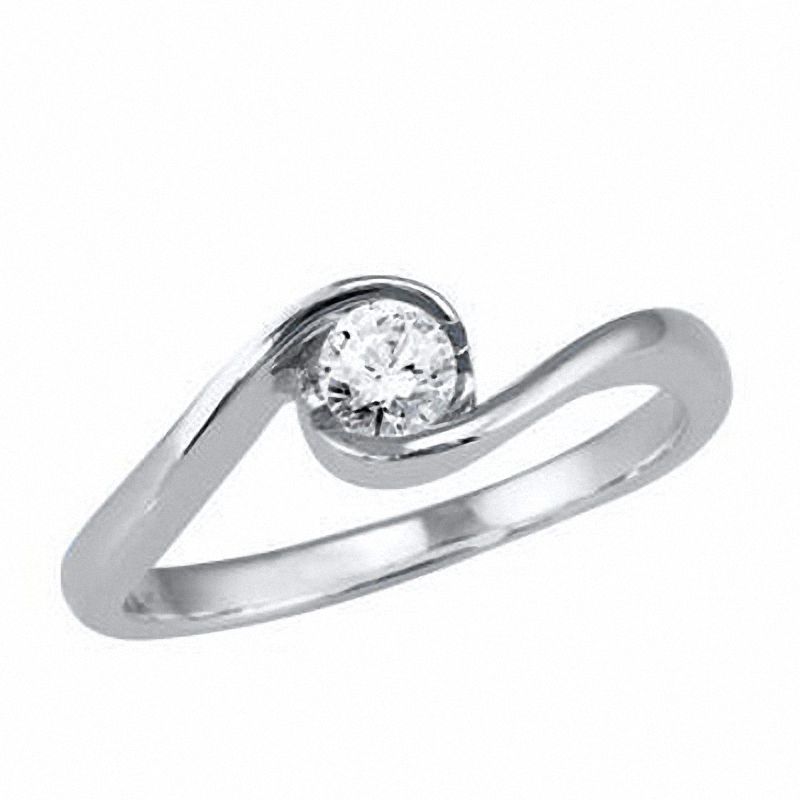 Main Image 1 of Previously Owned - Sirena™ 0.13 CT. Diamond Solitaire Ring in 10K White Gold