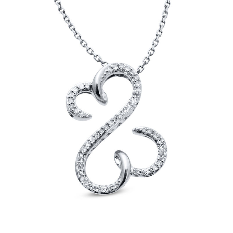 Previously Owned - Open Hearts by Jane Seymour™ 0.13 CT. T.W. Diamond Curlique Pendant in 10K White Gold