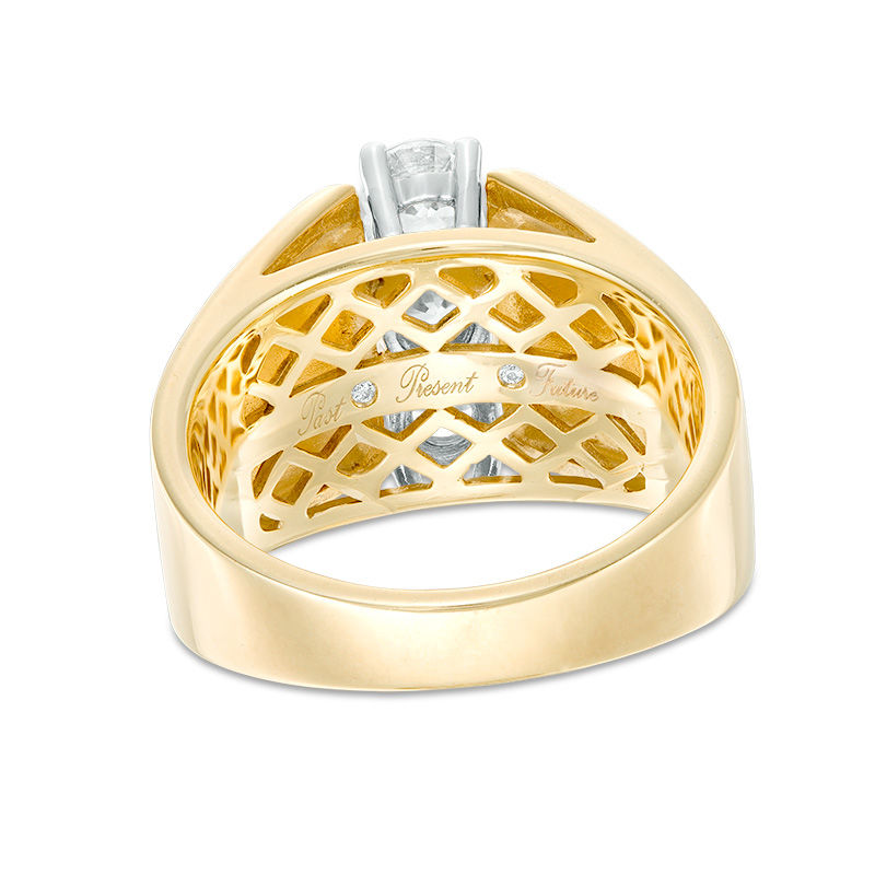 Main Image 3 of Previously Owned - 1.00 CT. T.W. Diamond Linear Past Present Future® Ring in 14K Gold