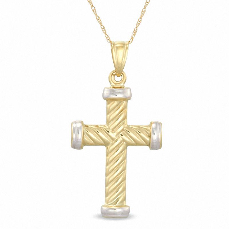 Previously Owned - Large Fluted Cross Pendant in 10K Gold