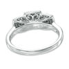 Thumbnail Image 3 of Previously Owned - 0.30 CT. T.W. Diamond Past Present Future® Square Cluster Frame Ring in 10K White Gold