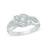 Thumbnail Image 0 of Previously Owned - 0.25 CT. T.W. Diamond Past Present Future® Bypass Slant Engagement Ring in 10K White Gold