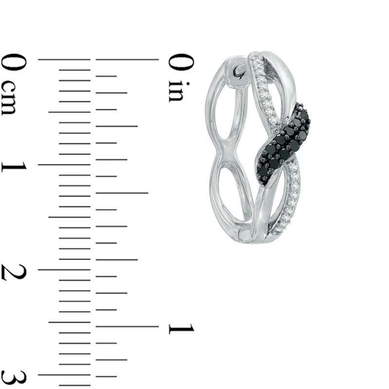 Main Image 2 of Previously Owned - 0.25 CT. T.W. Enhanced Black and White Diamond Overlay Twist Earrings in Sterling Silver