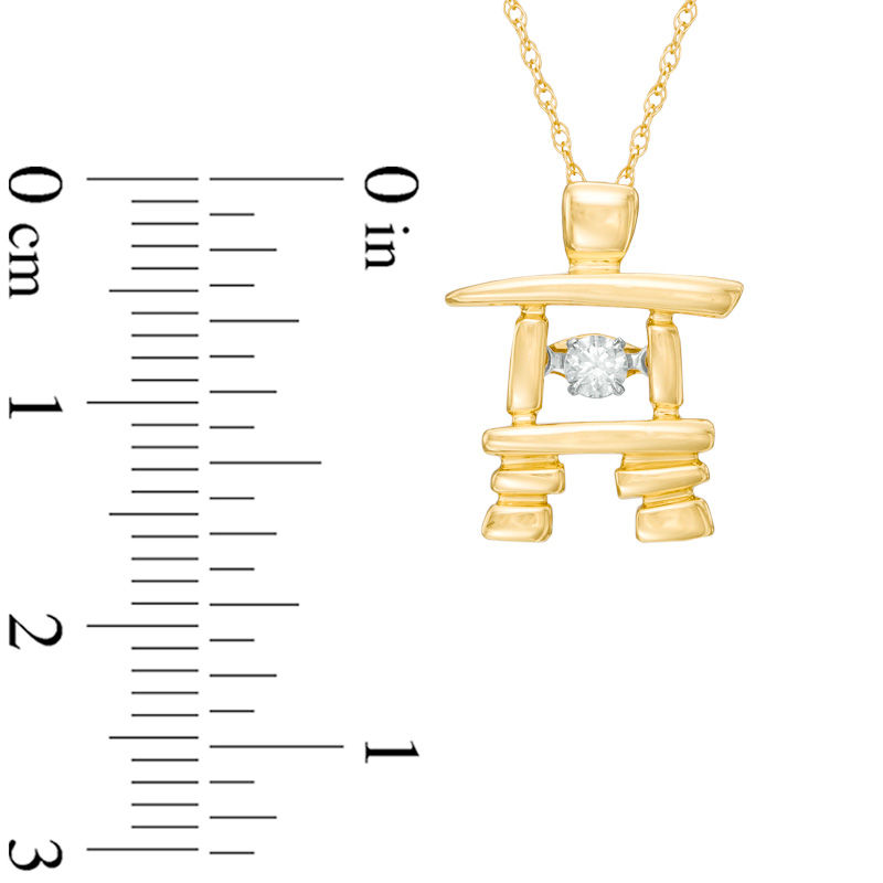 Previously Owned - Unstoppable Love™  0.10 CT.  Canadian Diamond Solitaire Inukshuk Pendant in 10K Gold (I/I2)