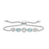Previously Owned - Lab-Created Opal, Blue Topaz and White Sapphire Geometric Bolo Bracelet in Sterling Silver - 9.0"