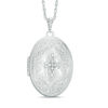 Thumbnail Image 1 of Previously Owned - Diamond Accent Oval Vintage-Style Locket in Sterling Silver