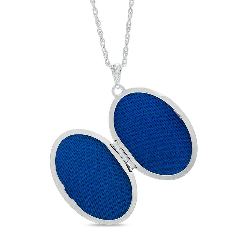 Main Image 2 of Previously Owned - Diamond Accent Oval Vintage-Style Locket in Sterling Silver