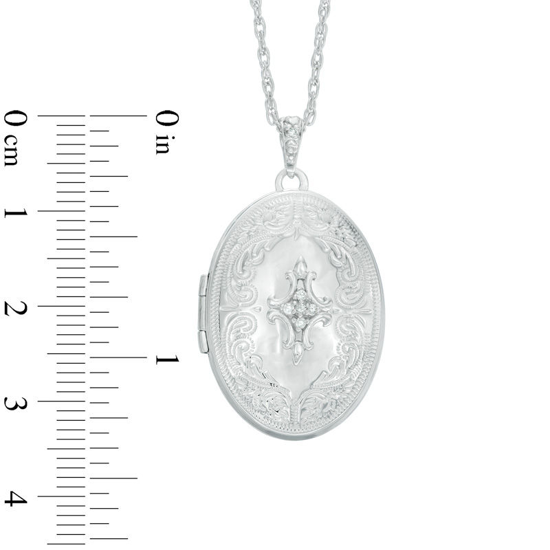 Previously Owned - Diamond Accent Oval Vintage-Style Locket in Sterling Silver