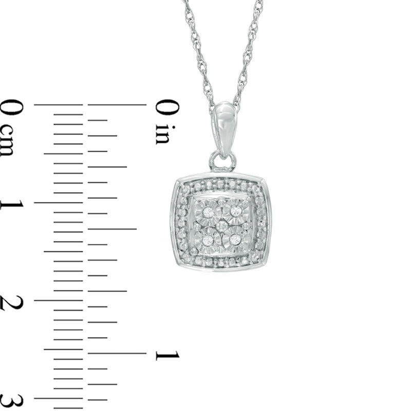 Previously Owned - Quad Diamond Accent Frame Pendant in Sterling Silver