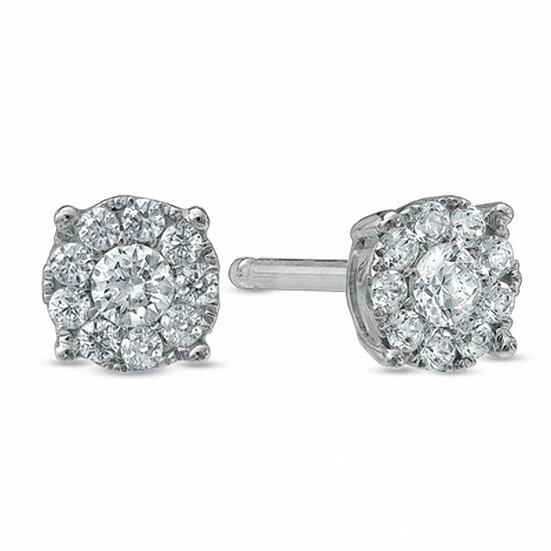 Main Image 1 of Previously Owned - 0.25 CT. T.W. Composite Diamond Stud Earrings in 10K White Gold