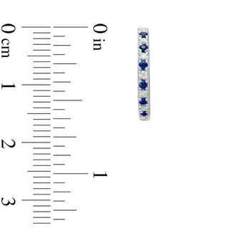 Previously Owned - Vera Wang Love Collection 0.12 CT. T.W. Diamond and Blue Sapphire Hoop Earrings in Sterling Silver