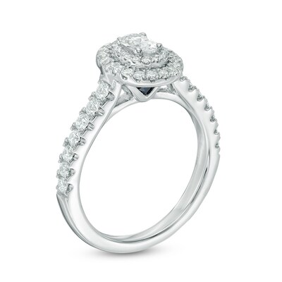 Previously Owned - Vera Wang Love Collection 0.70 CT. T.W. Oval Diamond Double Frame Engagement Ring in 14K White Gold