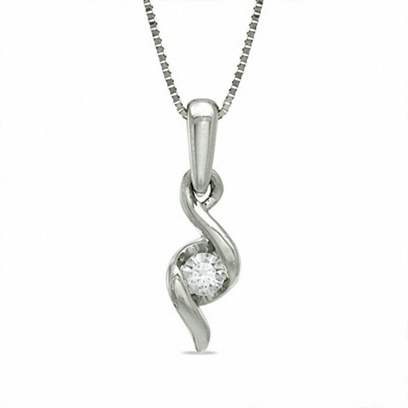 Main Image 1 of Previously Owned - Sirena™ Diamond Accent Solitaire Pendant in 14K White Gold