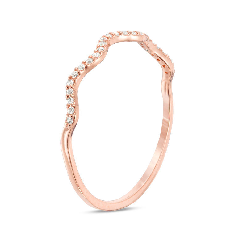 Previously Owned - 0.065 CT. T.W. Diamond Wave Anniversary Band in 10K Rose Gold