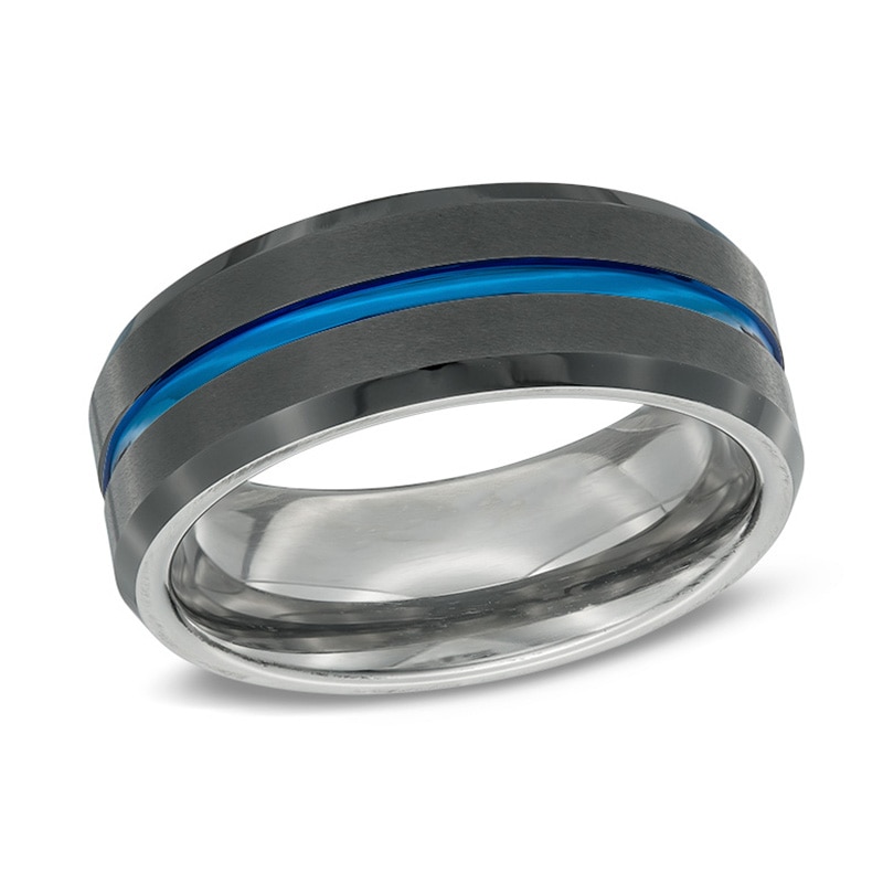 Previously Owned Men's 8.0mm Wedding Band in Two-Tone IP Stainless Steel|Peoples Jewellers