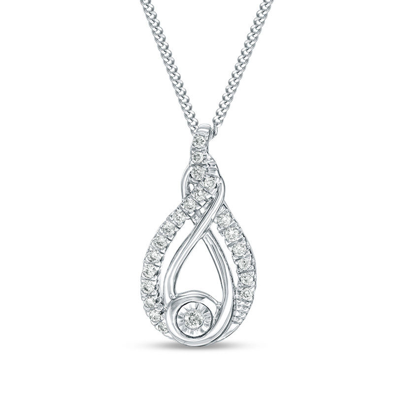 Previously Owned - Interwoven™ 0.09 CT. T.W. Diamond Pendant in Sterling Silver - 19"