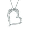 Thumbnail Image 1 of Previously Owned - 0.10 CT. T.W. Diamond Tilted "MOM" Heart Pendant in Sterling Silver