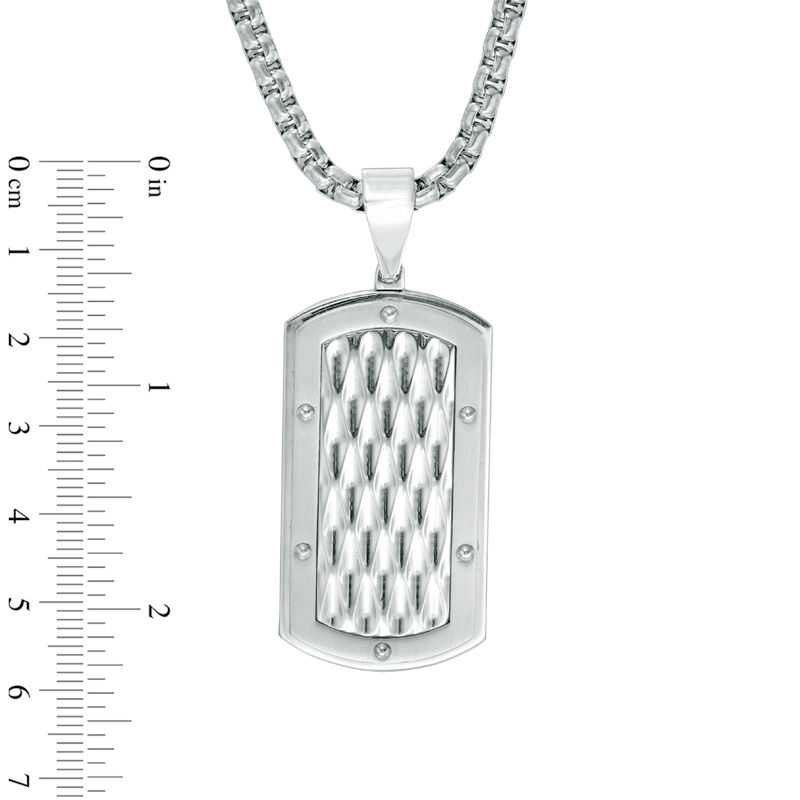 Previously Owned - Men's Diamond-Cut Dog Tag Pendant in Stainless Steel - 24"