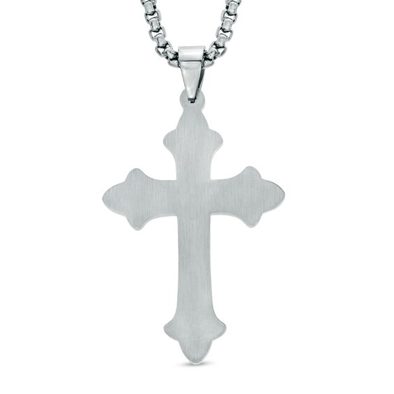 Previously Owned - Men's Crucifix Pendant in Two-Tone Stainless Steel - 24"