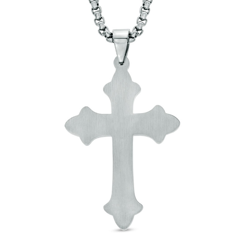 Previously Owned - Men's Crucifix Pendant in Two-Tone Stainless Steel - 24"
