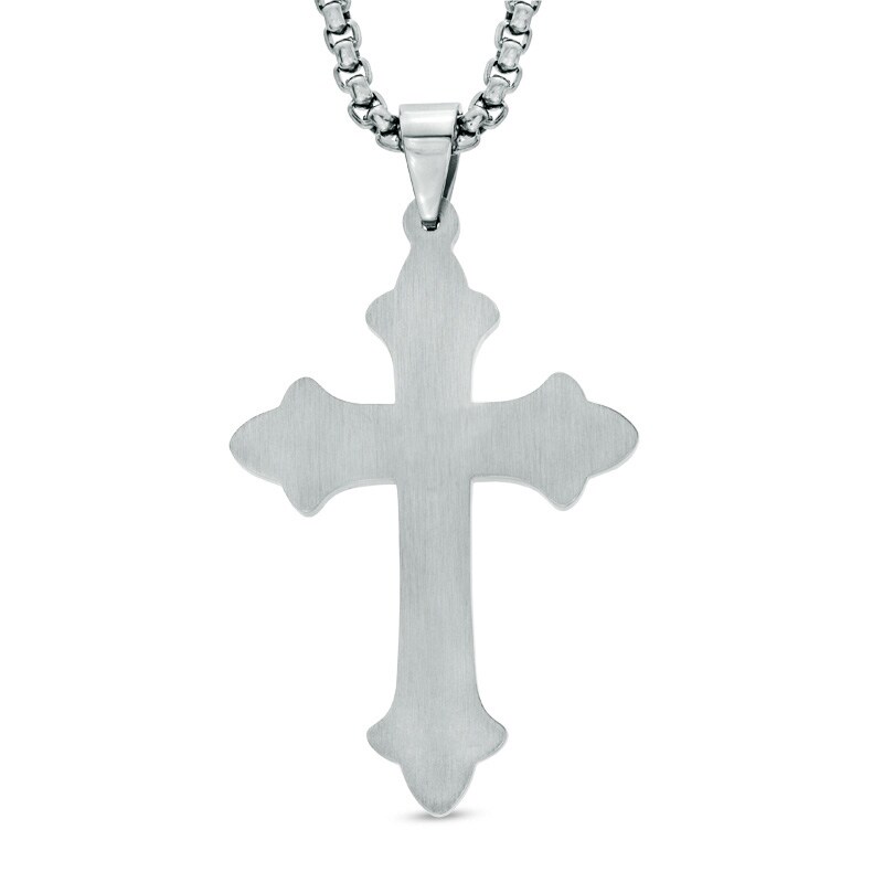Main Image 2 of Previously Owned - Men's Crucifix Pendant in Two-Tone Stainless Steel - 24"