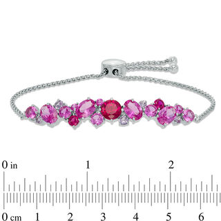 Previously Owned - Lab-Created Multi-Gemstone Cluster Bolo Bracelet in Sterling Silver - 9.0"