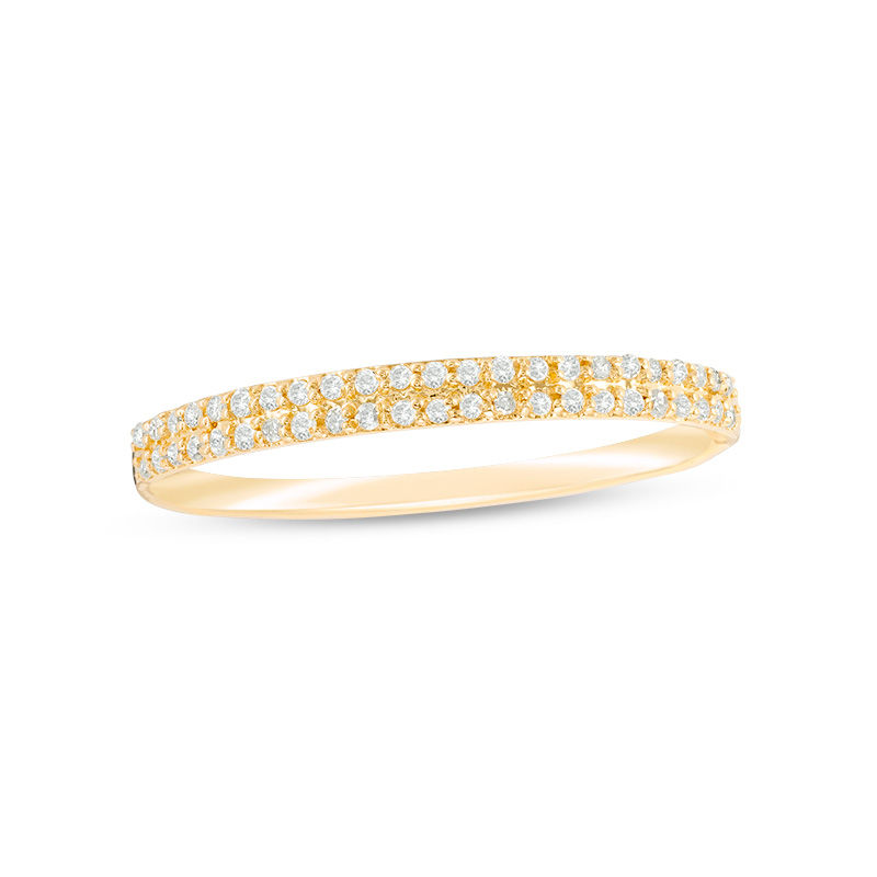 Main Image 1 of Previously Owned - 0.10 CT. T.W. Diamond Double Row Anniversary Band in 10K Gold