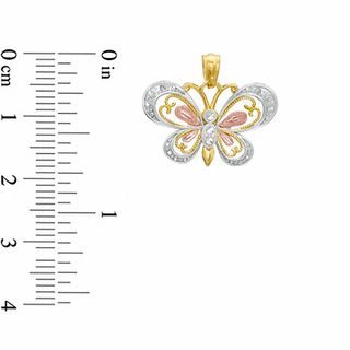 Previously Owned -Butterfly Charm in 10K Tri-Tone Gold