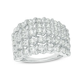 Previously Owned - 2.00 CT. T.W. Diamond Spiral Multi-Row Anniversary Ring in 10K White Gold