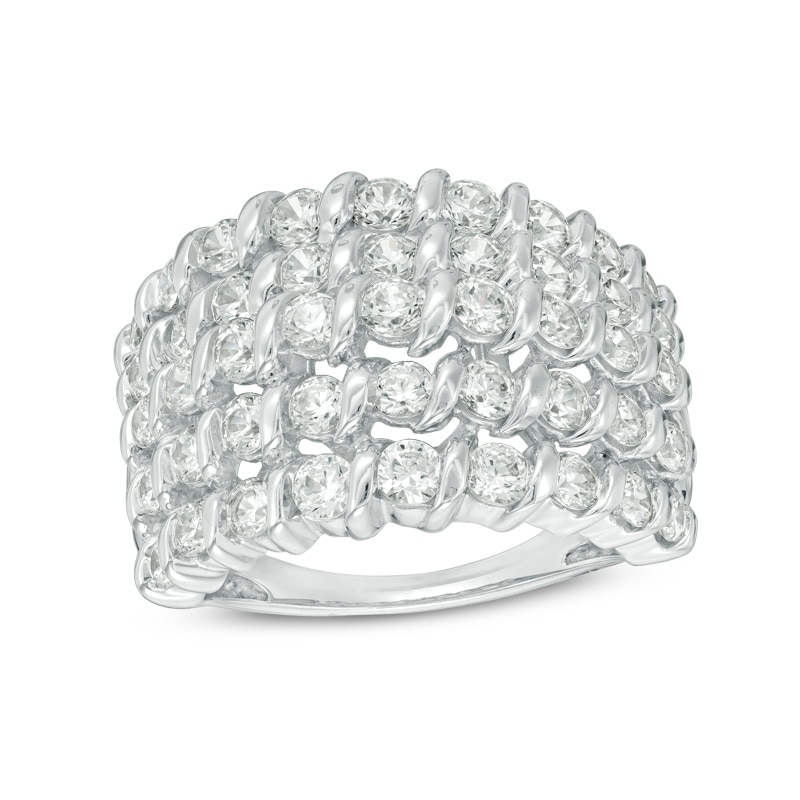 Previously Owned - 2.00 CT. T.W. Diamond Spiral Multi-Row Anniversary Ring 10K White Gold