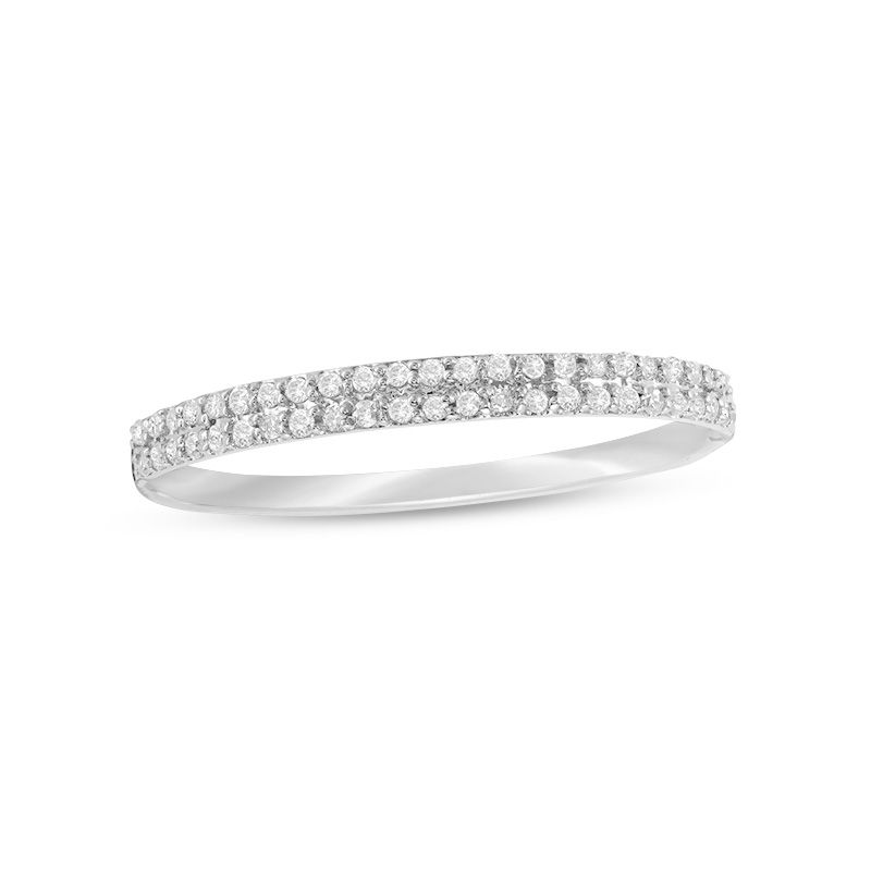 Main Image 1 of Previously Owned - 0.10 CT. T.W. Diamond Double Row Anniversary Band in 10K White Gold