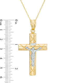 Previously Owned - Men's Diamond-Cut Crucifix Pendant in 10K Two-Tone Gold
