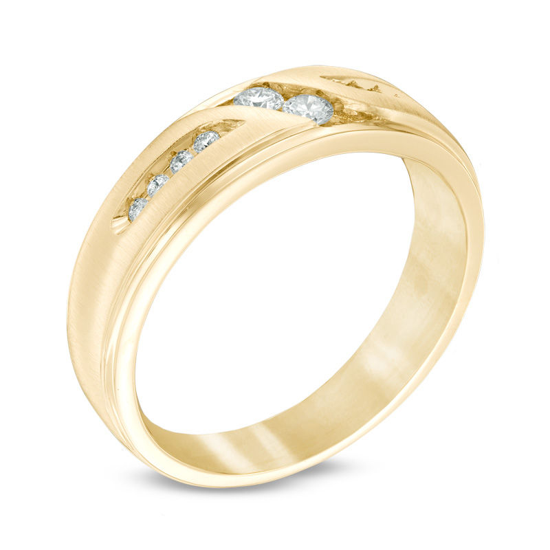 Main Image 2 of Previously Owned - Ever Us™ 0.25 CT. T.W. Two Stone Diamond Satin Slant Band in 14K Gold
