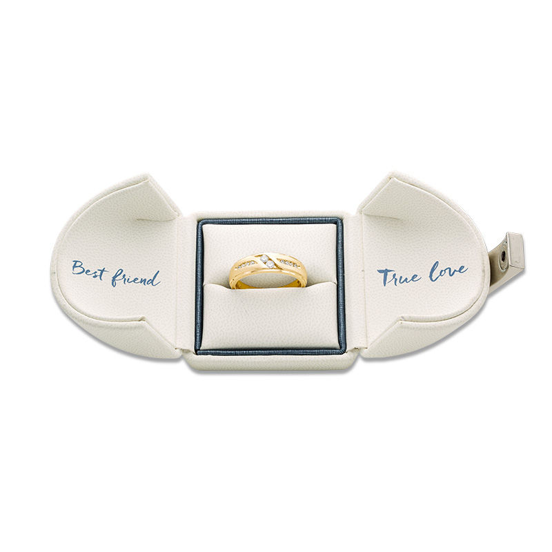 Main Image 3 of Previously Owned - Ever Us™ 0.25 CT. T.W. Two Stone Diamond Satin Slant Band in 14K Gold