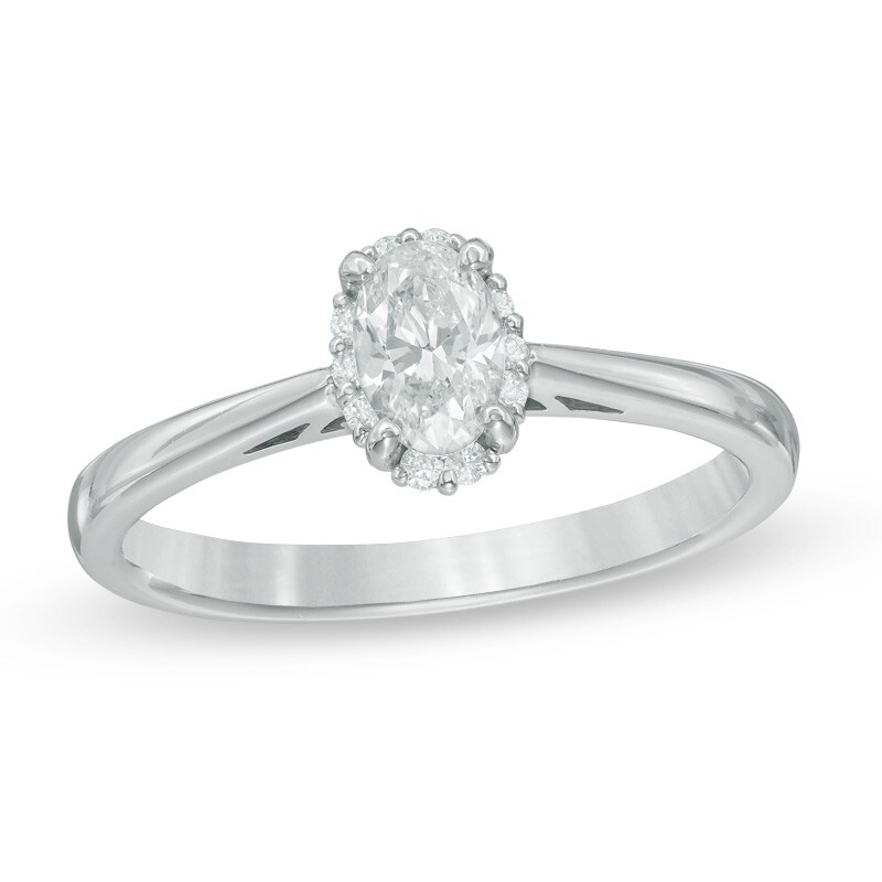 Previously Owned - 0.60 CT. T.W.  Canadian Diamond Frame Engagement Ring in 14K White Gold