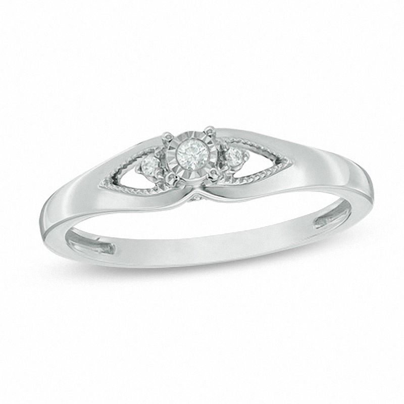 Previously Owned - Cherished Promise Collection™ 0.04 CT. T.W. Diamond Vintage-Style Promise Ring in Sterling Silver