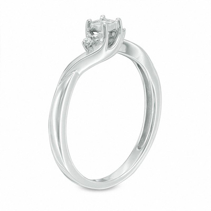 Previously Owned - Cherished Promise Collection™ 0.04 CT. T.W. Quad Princess-Cut Diamond Promise Ring in Sterling Silver