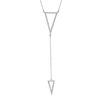 Thumbnail Image 1 of Previously Owned - 0.09 CT. T.W. Diamond Double Triangle "Y" Necklace in Sterling Silver - 20"