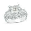 Thumbnail Image 1 of Previously Owned - 1.00 CT. T.W. Composite Princess-Cut Diamond Frame Multi-Row Engagement Ring in 10K White Gold