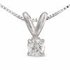 Previously Owned - 0.15 CT. Diamond Solitaire Crown Royal Pendant in 14K White Gold (I-J/I2-I3)