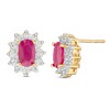 Thumbnail Image 1 of Previously Owned - Oval Ruby and Diamond Accent Fashion Earrings in 10K White Gold