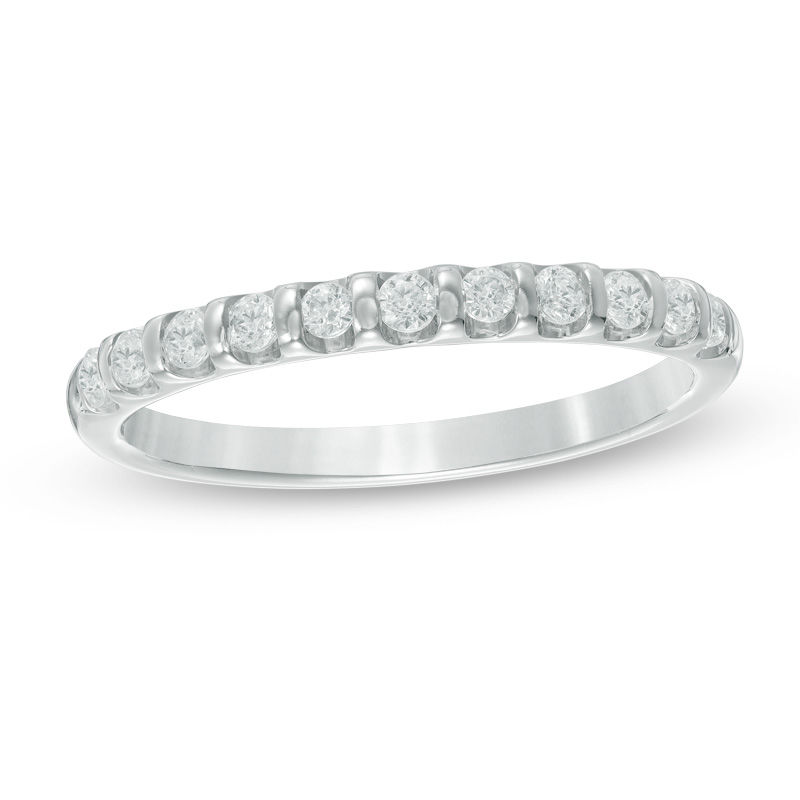 Main Image 1 of Previously Owned - 0.25 CT. T.W.   Diamond Wedding Band in 14K White Gold (I/I2)
