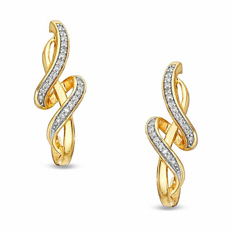 Previously Owned - 0.20 CT. T.W. Diamond Twisted Drop Earrings in 10K Gold|Peoples Jewellers