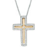 Thumbnail Image 0 of Previously Owned - Convertibilities 0.14 CT. T.W. Diamond Cross Three-in-One Pendant in Sterling Silver and 10K Gold