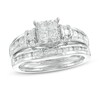 Thumbnail Image 1 of Previously Owned - 0.95 CT. T.W. Quad Diamond Collar Bridal Set in 14K White Gold