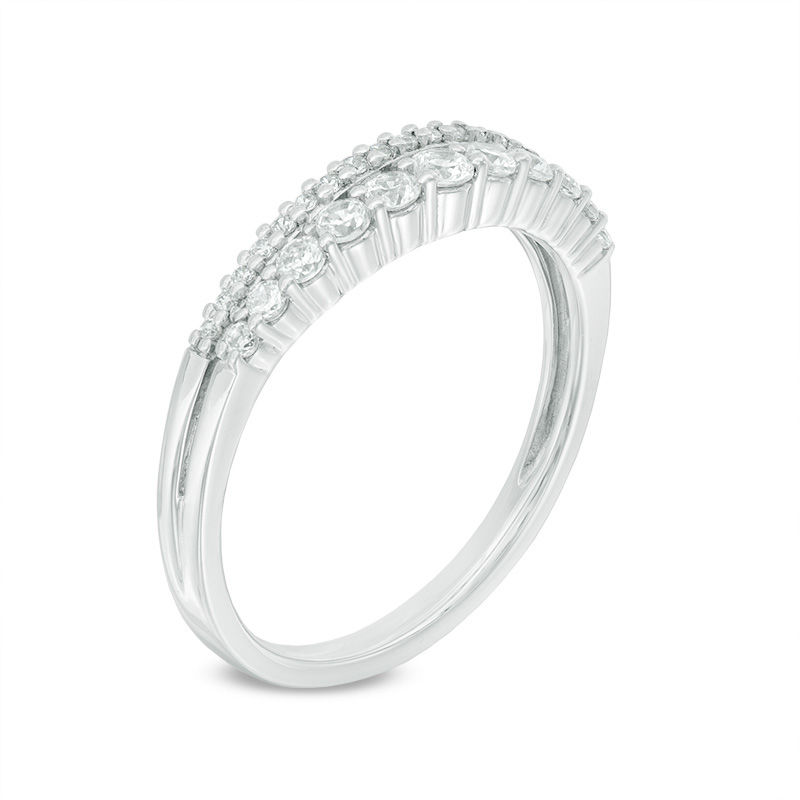 Previously Owned - 0.40 CT. T.W. Diamond Double Row Band in 14K White ...