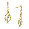 Thumbnail Image 0 of Previously Owned - 0.10 CT. T.W. Diamond Open Flame Drop Earrings in 10K Gold